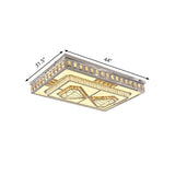 Modern Led Crystal Flush Mount Ceiling Light In Chrome With Diamond Design