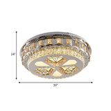 Modern Led Crystal Flush Mount Ceiling Light In Chrome With Diamond Design