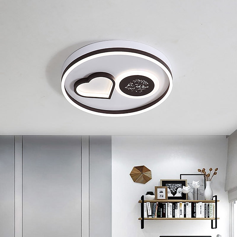 Modern Acrylic Led Flushmount Ceiling Light - Heart Shape Design In Warm/White