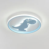 Dinosaur/Carousel Led Flush Mount Lighting - Super Thin Acrylic Shade In Pink/Blue