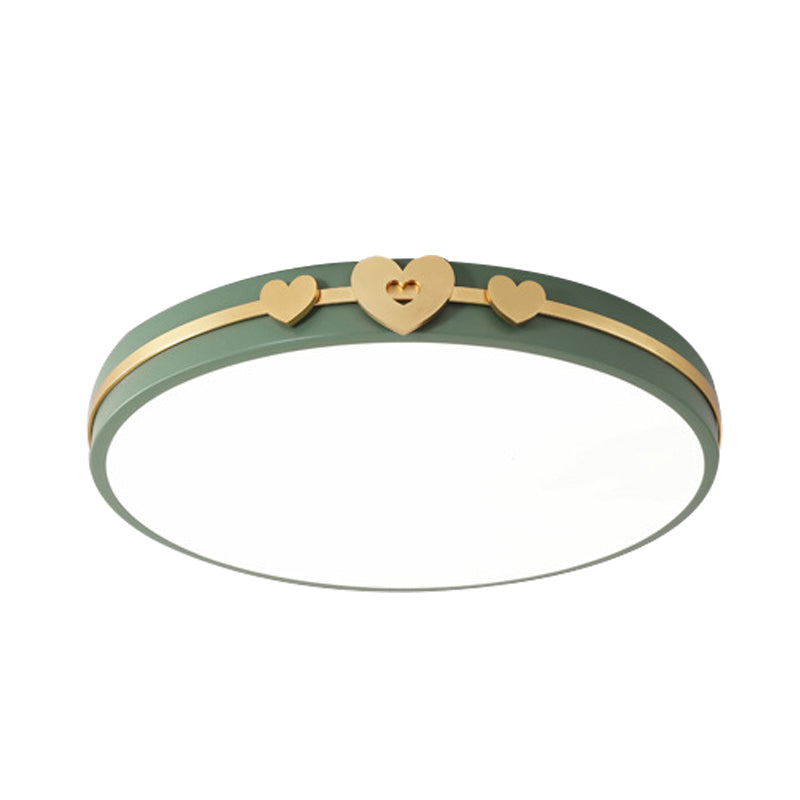 Nordic Circular Flush Lamp: Acrylic Led Bedroom Lighting In Elegant White/Black/Grey With Gold Heart