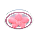Cartoon Pink Led Flush Mount Ceiling Light With Acrylic Flower/Bear Shade For Bedrooms