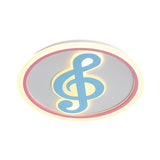 Modern Led Acrylic Flush Light - Blue Music Note Shaped Ceiling Lamp In White/Warm