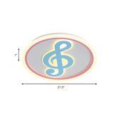 Modern Led Acrylic Flush Light - Blue Music Note Shaped Ceiling Lamp In White/Warm