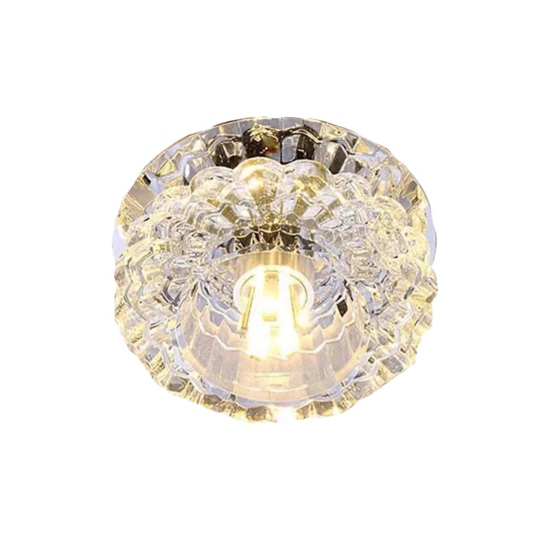 Contemporary Led Flush Mount Ceiling Lamp With Clear Crystal Accents - Perfect For Corridors