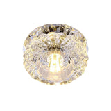 Contemporary Led Flush Mount Ceiling Lamp With Clear Crystal Accents - Perfect For Corridors