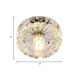 Contemporary Led Flush Mount Ceiling Lamp With Clear Crystal Accents - Perfect For Corridors