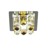 Minimal Square Led Flush Mount Light With Crystal Block - Blue/Clear/Tan Ideal For Hallway Ceiling