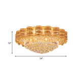 Minimal Gold Flush Mount Ceiling Light With Crystal Ball Accents - 7 Bulbs