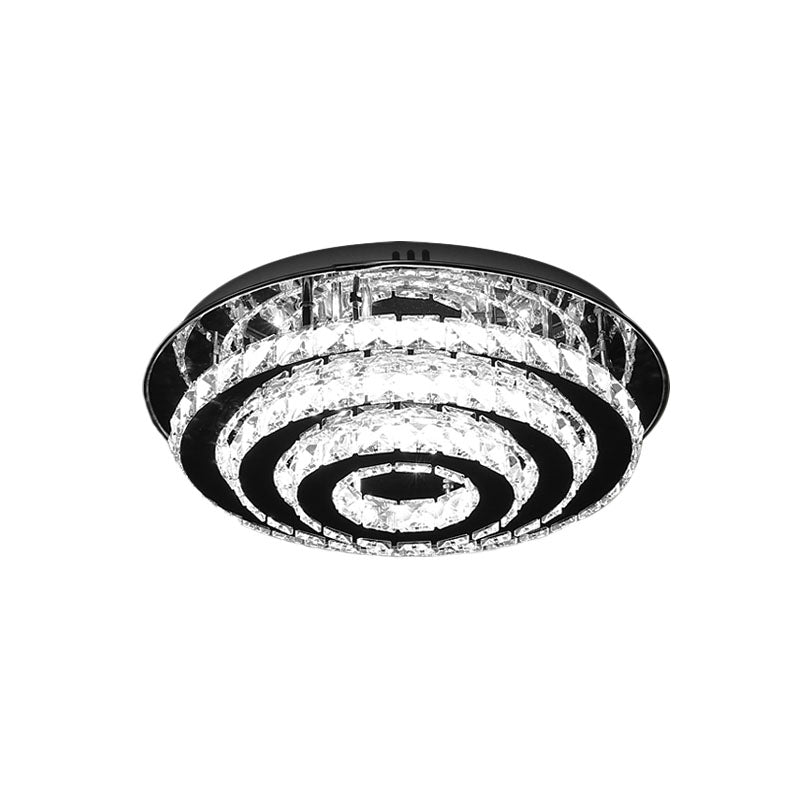 Simple Style Led Crystal Flush Mount Light Fixture - Chrome Finish For Bedroom Ceiling