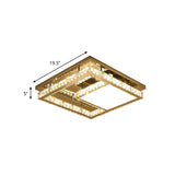 Modern Square Crystal Led Flush Mount Ceiling Light - Chrome Finish | Bedroom Lighting