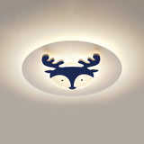 Kids Style Fox/Deer Child-Care Center Ceiling Lamp - Acrylic Led Flush Mount In Blue/Coffee With