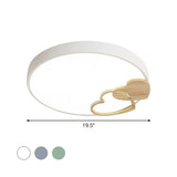 Modern Nordic Wood Heart Pattern Acrylic Flush Mount Ceiling Light In Green/White/Grey
