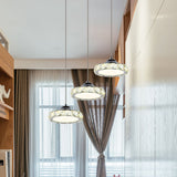Crystal Led Dining Room Pendant Light Kit In Warm/White - Modern Round Design