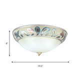 Frosted White Glass Ceiling Lamp - Rustic Traditional 3/4 Lights Flush Fixture For Living Room