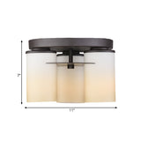 White Glass Semi Flush Mount Ceiling Lamp With 3 Bulbs - Ideal For Bedroom And Countryside Décor