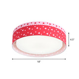 Red Kids Loving Heart Drum Flushmount Acrylic Led Ceiling Light For Childrens Bedroom
