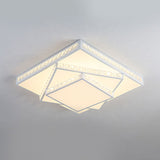 Modern Crystal Led Ceiling Lamp: Rectangle/Square Stylish Flush Mount For Bedroom White