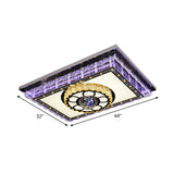 Sleek Led Crystal Flush Mount Ceiling Lamp With Chrome Accent - Modern Rectangle Design For Living