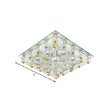 Small Yellow Crystal Fish Design Led Flush Ceiling Light With Modernist Touch - Warm/White