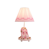 Girls Ballet Shoes Bedside Lamp - Pink Resin Table Light With Cone Shade