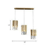 Gold Crystal Pendant Light: Luxurious Layered Cluster With Clear Rectangle Suspension - Ideal For