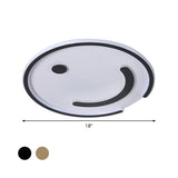 Sleek Round Led Flushmount Lamp In Black/Gold Or White/Warm Light For Bedroom Ceiling