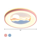 Sunset Round Acrylic Flush Light Fixture With Nordic Led Pink/Blue Mount For Childs Bedroom
