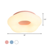 Nordic Acrylic Led Doughnut Flushmount Light For Kids Bedroom In White/Blue/Pink