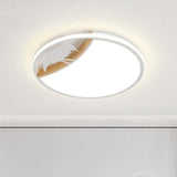 Nordic Round Led Flush Mount With Bird Deco - White/Grey/Green Acrylic Fixture White
