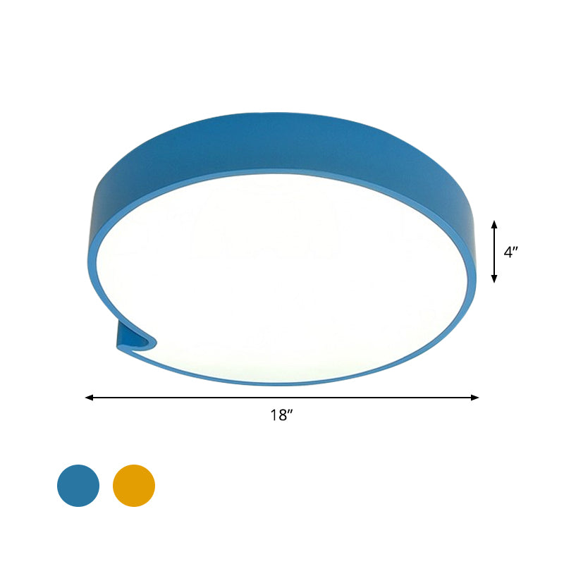 Led Flush Mount Ceiling Light With Minimalist Acrylic Shade And Blue/Yellow Finish