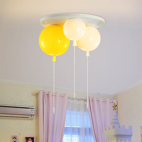 White Flush Mount Acrylic Balloon Ceiling Light Fixture - Nursery Lighting With 3/5 Heads