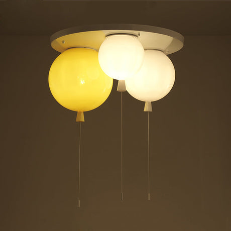 White Flush Mount Acrylic Balloon Ceiling Light Fixture - Nursery Lighting With 3/5 Heads