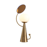 Modern Opal Glass Blue/Gold Led Nightstand Lamp For Bedroom - Orb Night Table Light With Mirror