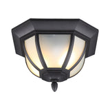 Octagon Flush Mount Ceiling Light Fixture - Classic Black Finish With Frosted Glass