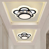Modern Black Led Crystal Flush Mount Ceiling Light With Gear/Flower Design