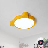 Cartoon Bear Led Flushmount Ceiling Light For Kids Bedroom In Black/White/Pink