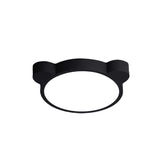 Cartoon Bear Led Flushmount Ceiling Light For Kids Bedroom In Black/White/Pink