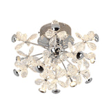 Modern Chrome Crystal Floral Led Ceiling Light - Semi Flush Mount Fixture