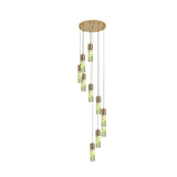 Spiral Cluster Tube Pendant: 10-Light Modern Gold Acrylic Hanging Fixture