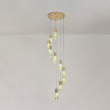 Spiral Cluster Tube Pendant: 10-Light Modern Gold Acrylic Hanging Fixture