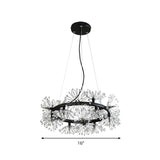 Stylish Black Chandelier With 18-Bulbs Modern Floral Crystal Bead Design - Hanging Lamp Kit