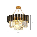 Modern Crystal Prism Chandelier: 3 Tiers 9-Light Black & Gold Pendant For Bedrooms