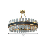Postmodern Crystal Black And Gold Led Ceiling Mount Lamp For Circular Restaurants