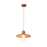 Down Lighting Wood Disk Pendant Lamp For Dining Room - Minimalist 1 Light Beige/Orange Red