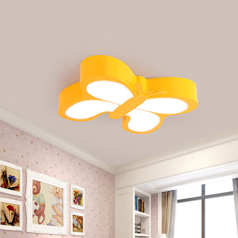 White/Yellow Butterfly Led Ceiling Flush Mount For Kindergarten