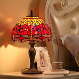 Dragonfly 1-Light Stained Glass Tiffany Style Night Stand Lamp - Dark Brown