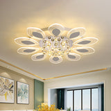 Modernist Clear Crystal Ball Led Chrome Flush Mount Ceiling Fixture For Living Room