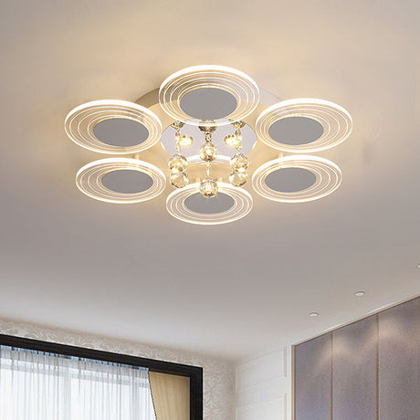 Contemporary Led Crystal Ball Flushmount Ceiling Lamp Wide 25.5/31.5 - Perfect For Living Room Clear