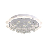 Bloom Led Ceiling Light With Crystal Ball White Acrylic Flush Mount - 22/25.5 Width